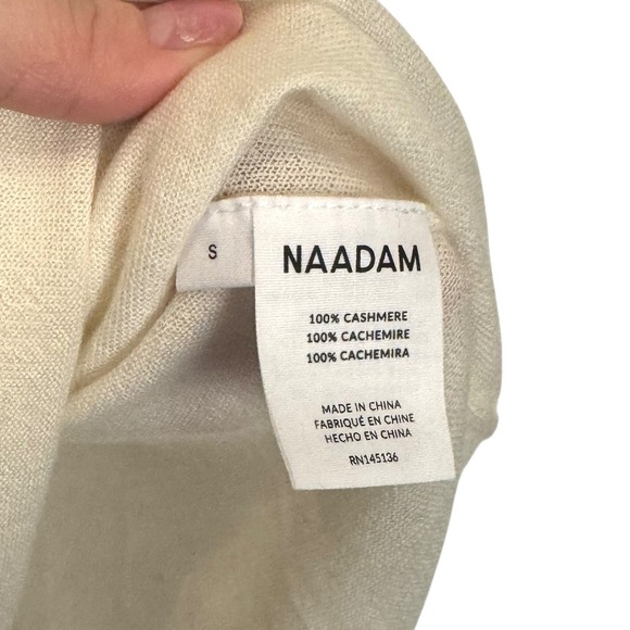 Naadam Fancy Cashmere Knit Tank White V-Neck Sleeveless Top Size Small - Picture 6 of 8